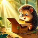 un erizo descubriendo un regalo sorpresa