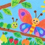 Pequeña oruga transformada en mariposa en el jardín