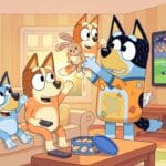 Familia heller preparados para el partido con la camiseta de la suerte de papá destilo animación 3D.