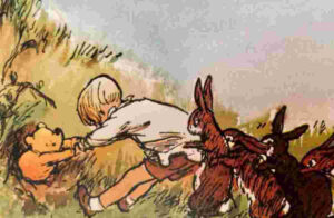 Winnie the pooh tiene un aprieto en la visita a conejo